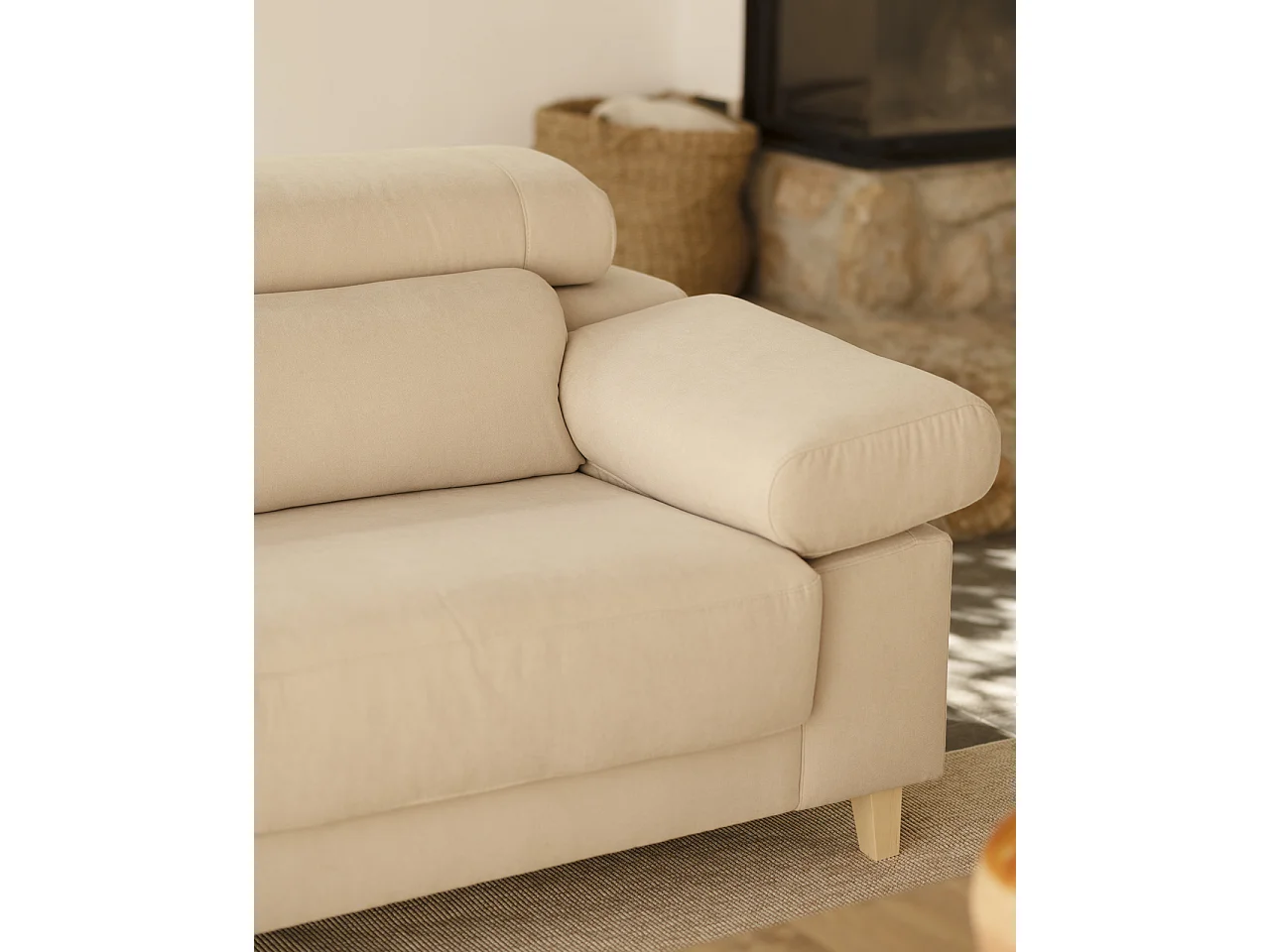 Divano 3/4 posti colore beige 215x104cm