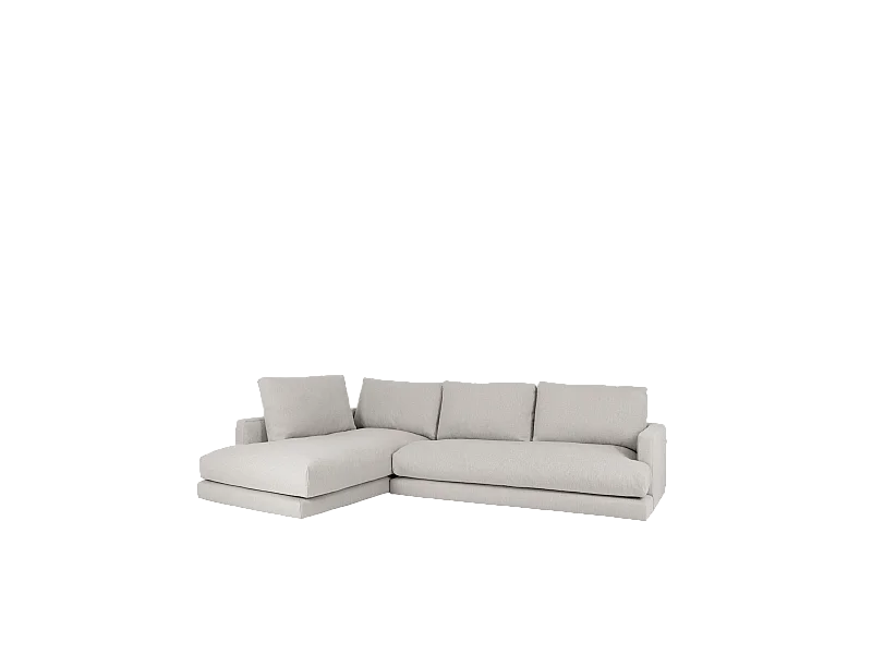Sofá 3/4 plazas con chaise longue izquierdo tono gris claro 275x190cm - LAIA - DECOWOOD