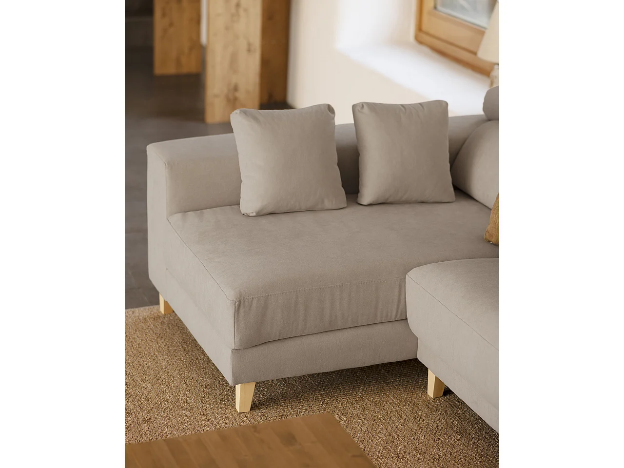 Sofá 4 plazas y chaise longue izquierdo color gris claro 278cm - MONICA - DECOWOOD