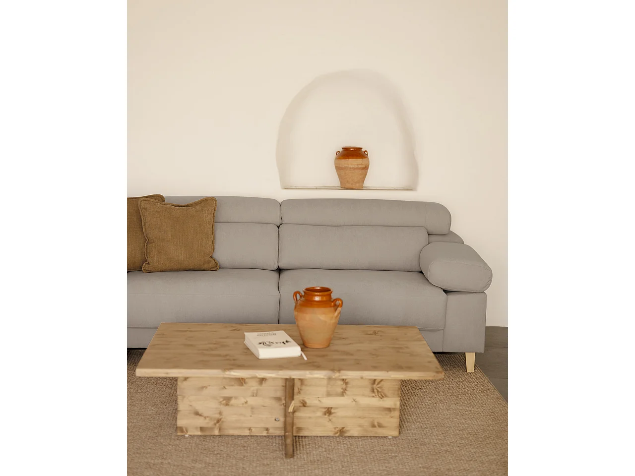 Sofá 4 plazas y chaise longue izquierdo color gris claro 278cm - MONICA - DECOWOOD