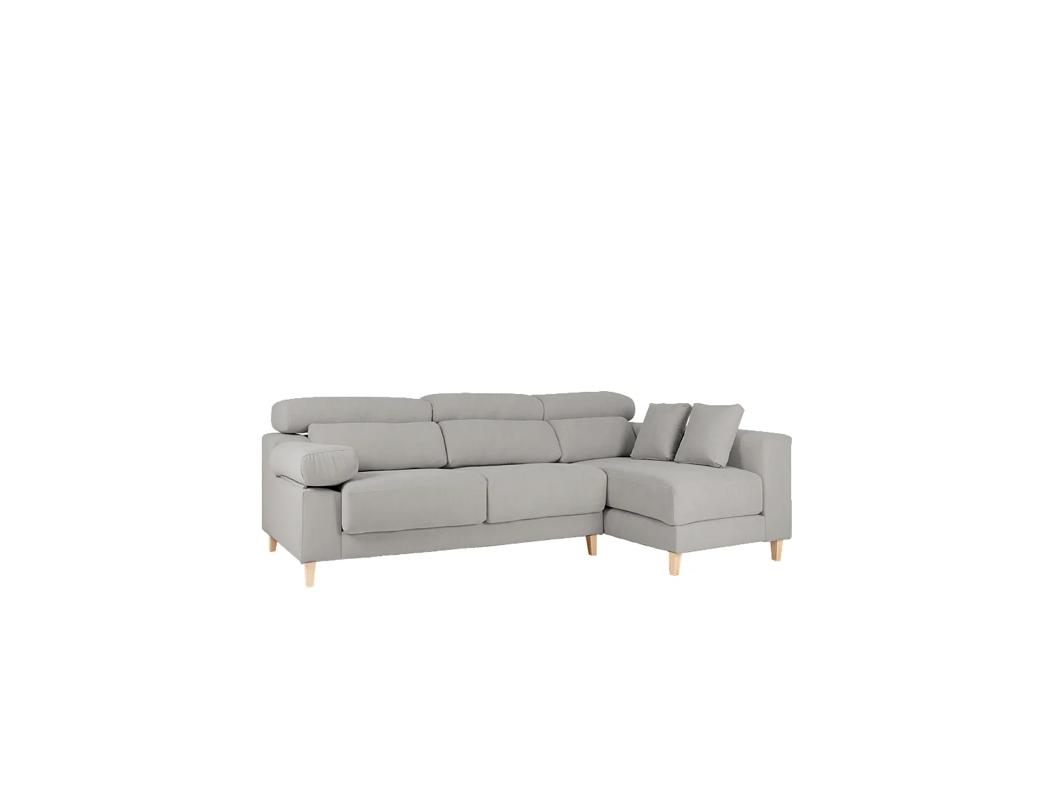 Canapé 4 places d'angle droit couleur gris clair 278cm