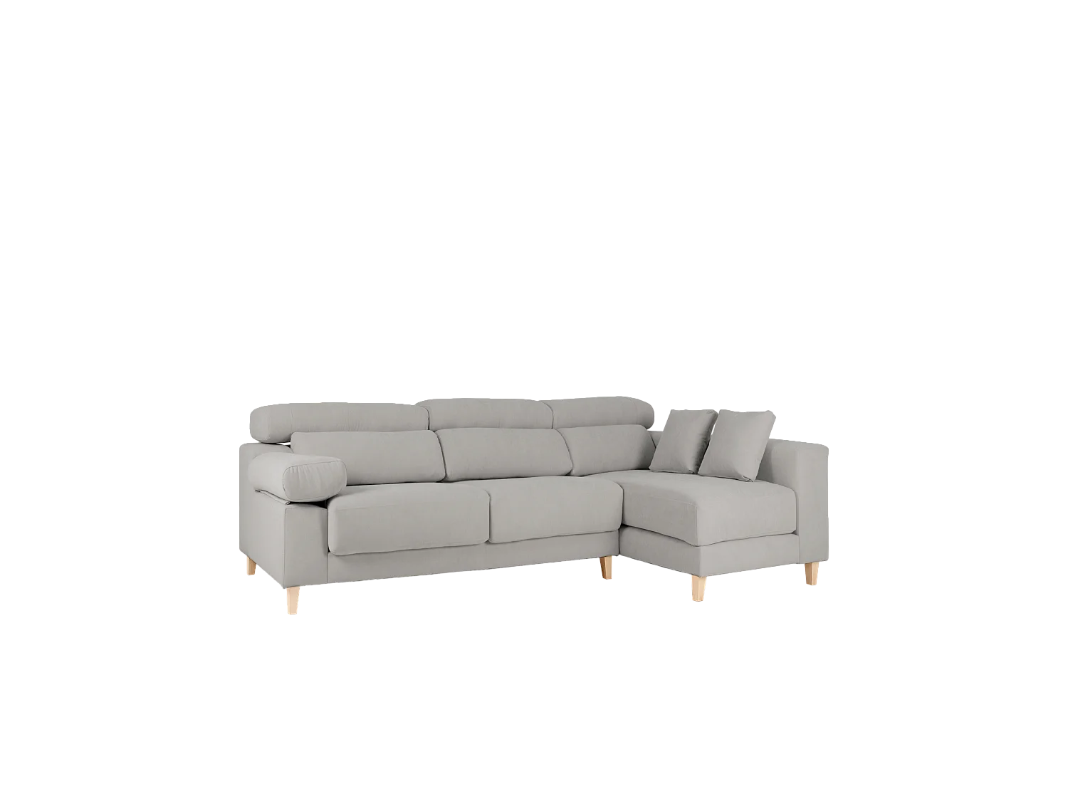 Canapé 4 places d'angle droit couleur gris clair 278cm