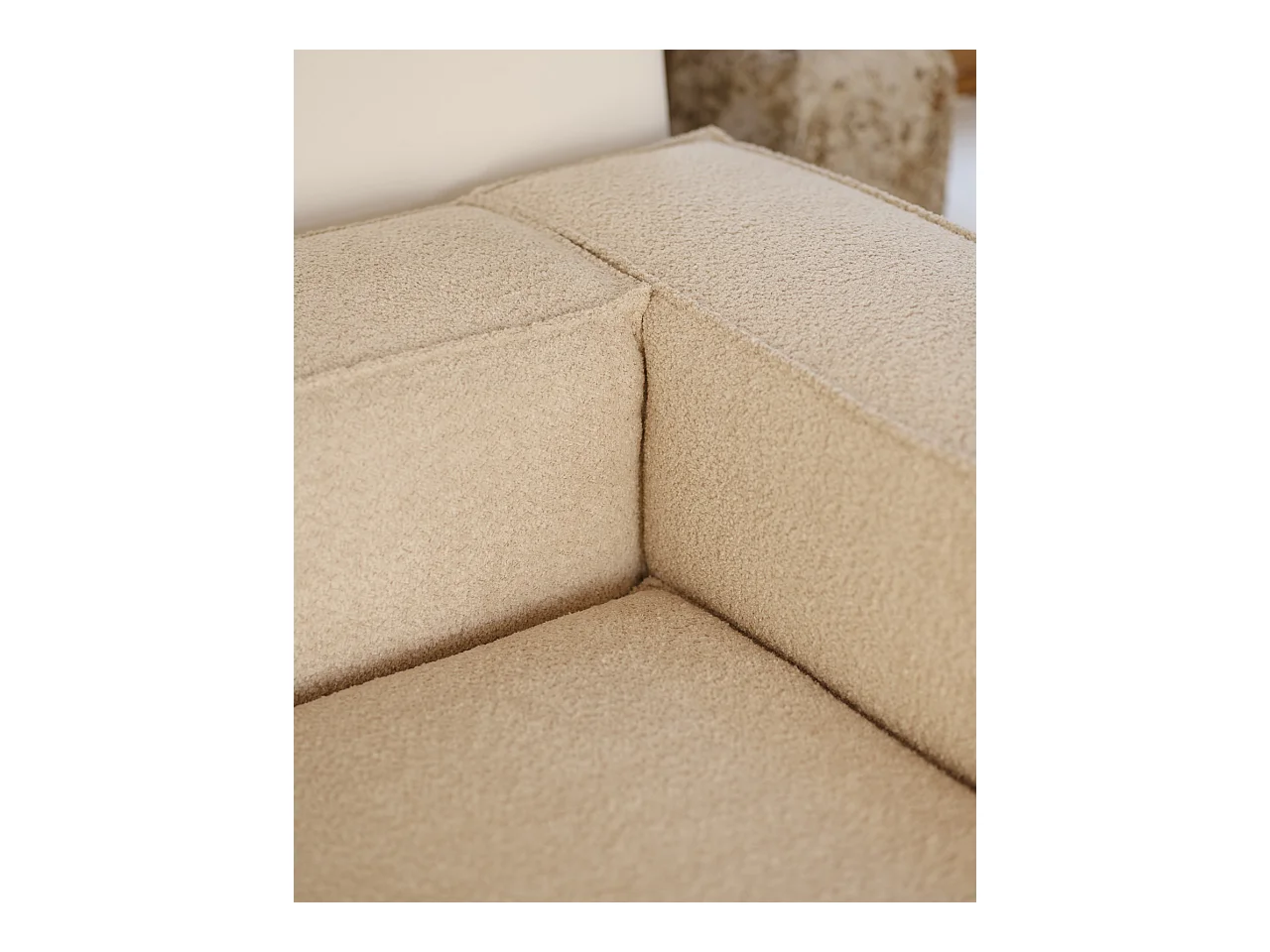 Canapé 3/4 places en bouclé beige 210x110cm