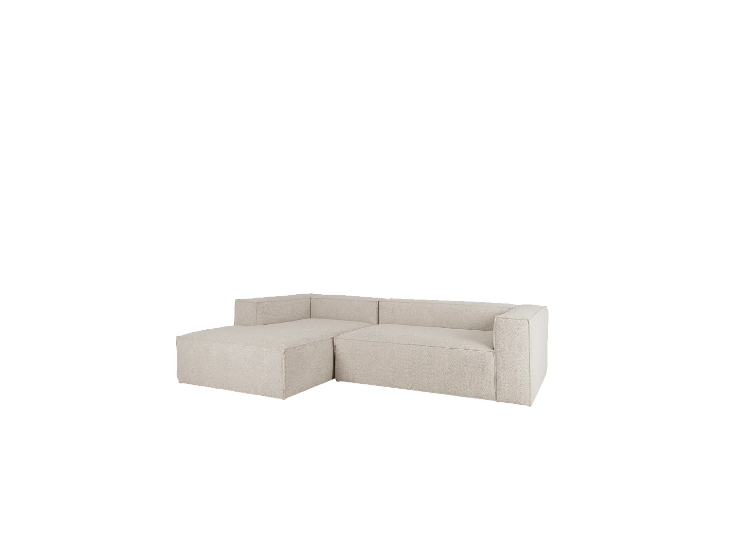 Canapé d'angle gauche 3/4 places bouclé couleur gris clair 250x175cm