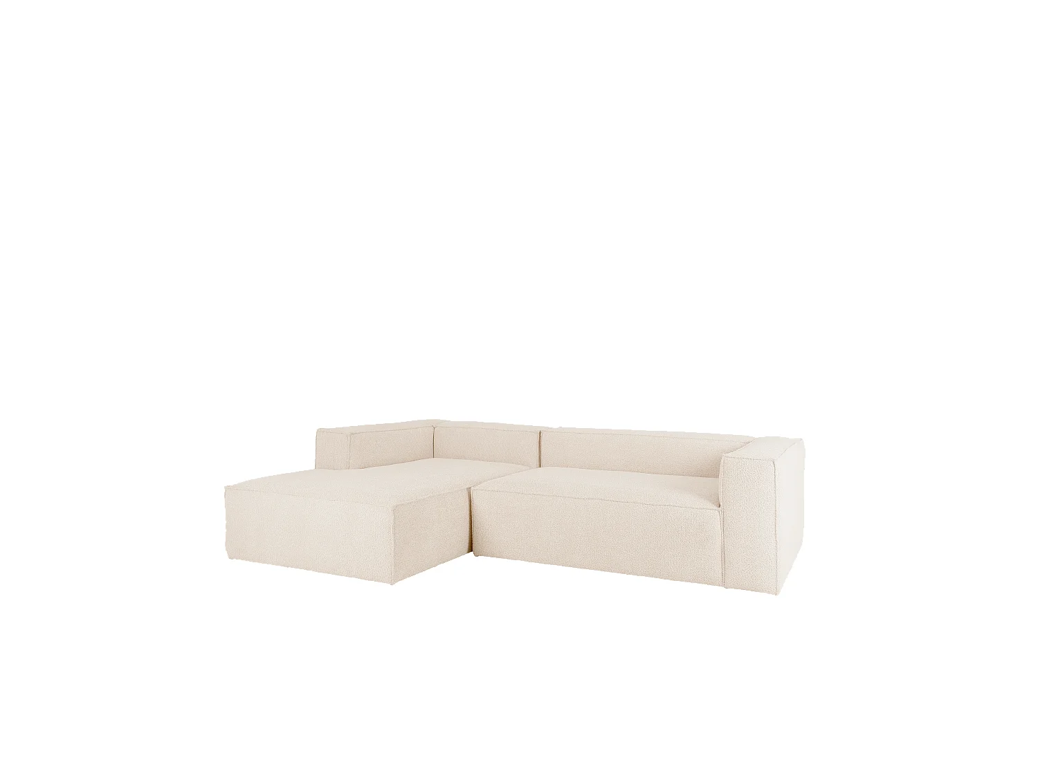 Canapé d'angle gauche 3/4 places bouclé couleur blanc cassé 250x175cm