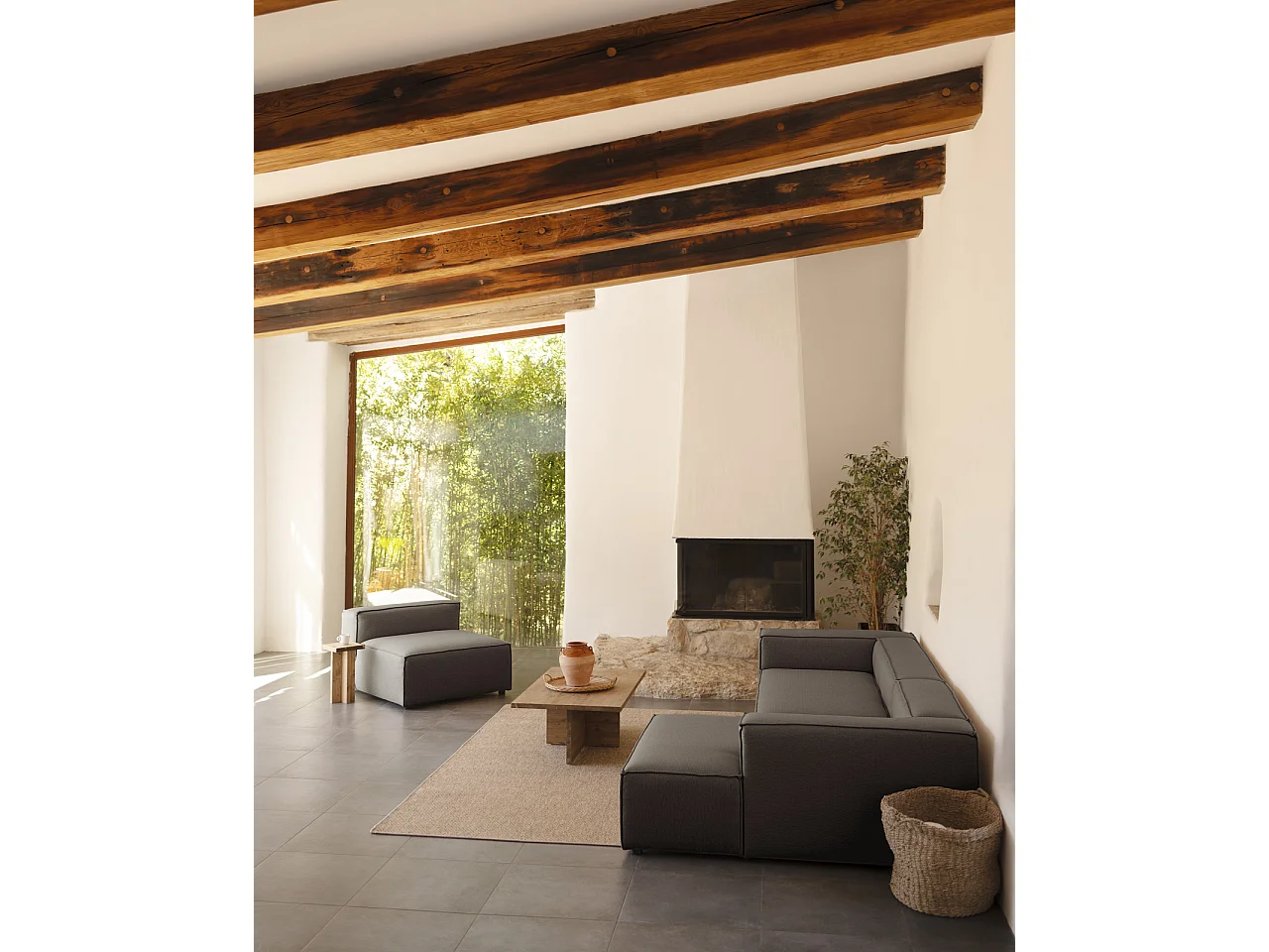 Canapé d'angle droit 3/4 places couleur gris foncé 250x175cm