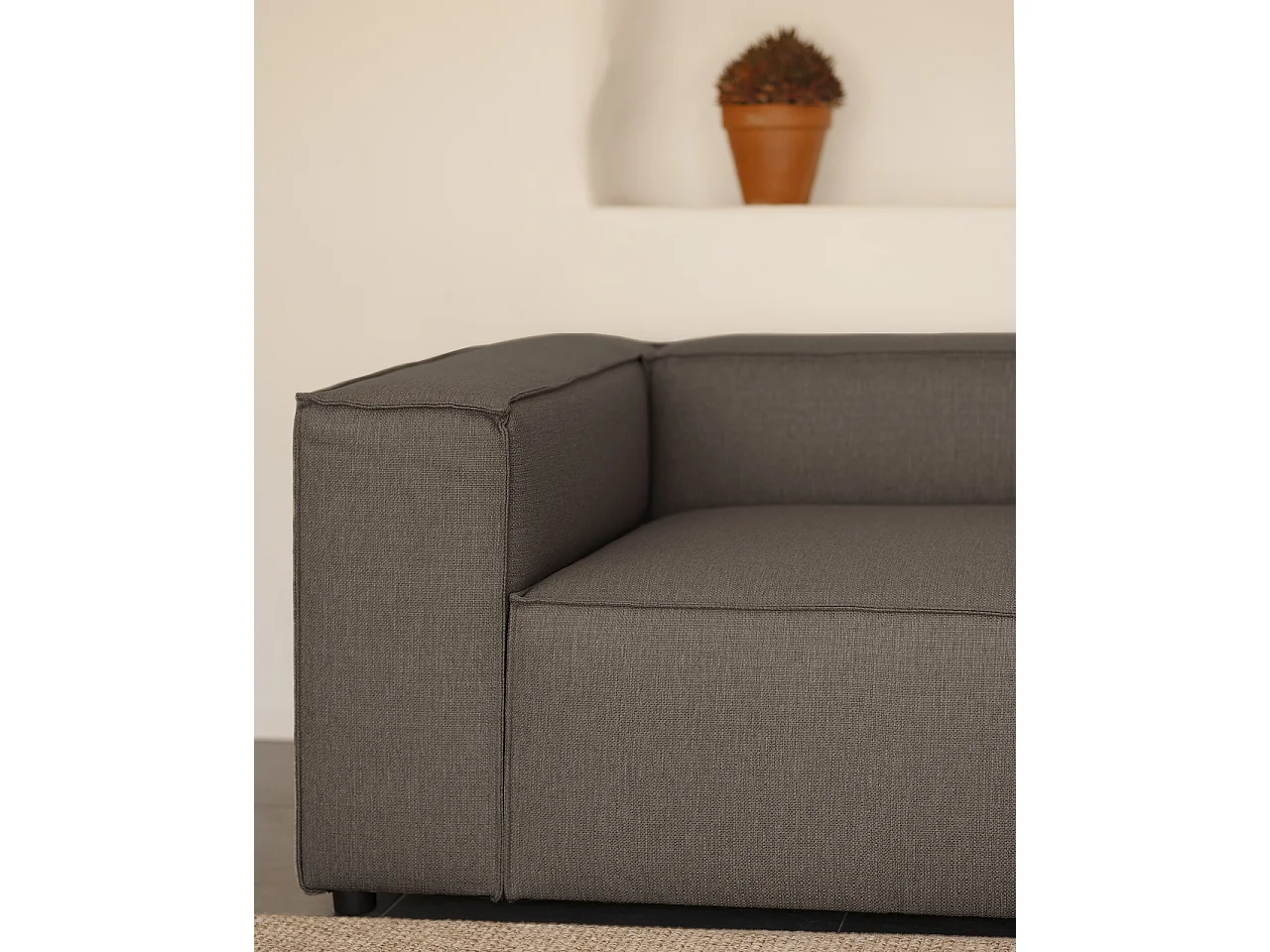 Canapé d'angle droit 3/4 places couleur gris foncé 250x175cm