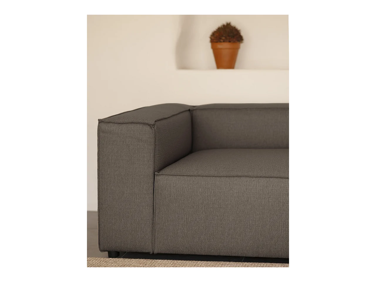 Sofá 4 plazas y chaise longue derecho color gris oscuro 250x175cm - LOLA - DECOWOOD