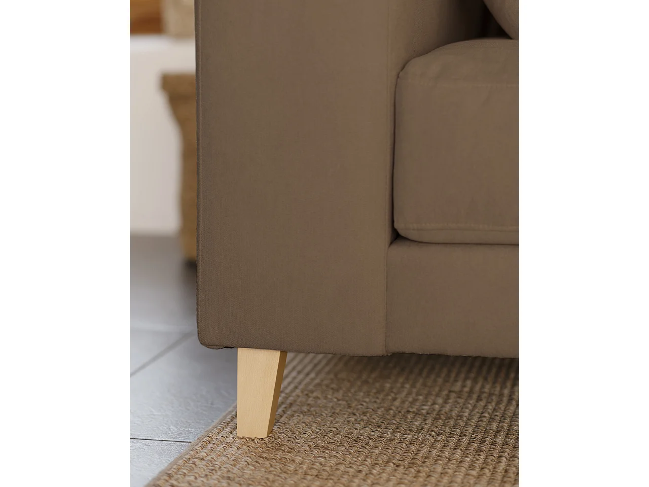 Sofá 4 plazas y chaise longue izquierdo color marron topo 278cm - MONICA - DECOWOOD