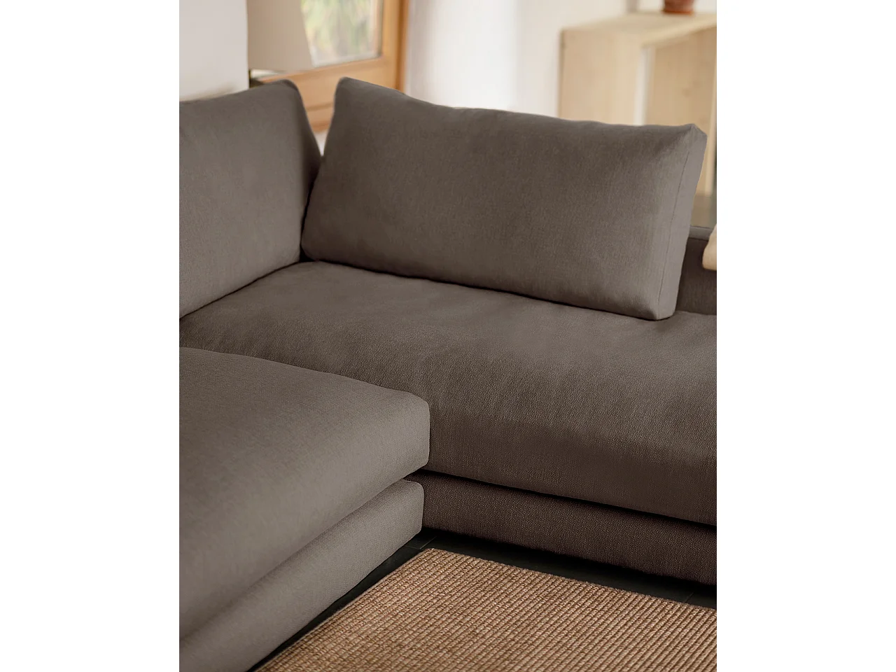 Divano 4 posti con chaise longue a destra grigio scuro 325cm