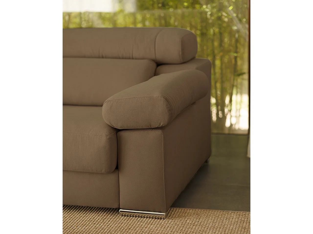 Sofá de 3 plazas color marrón topo de 195x104cm - SANDRA - DECOWOOD