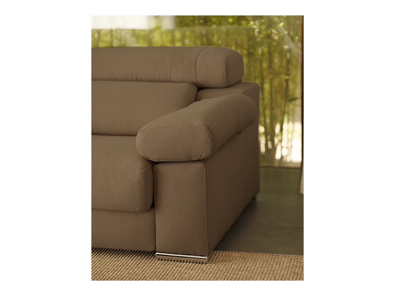 Canapé 3 places couleur marron taupe 195cm