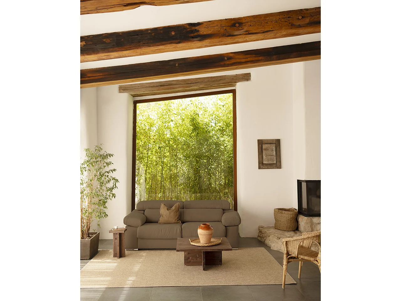 Canapé 3 places couleur marron taupe 195cm