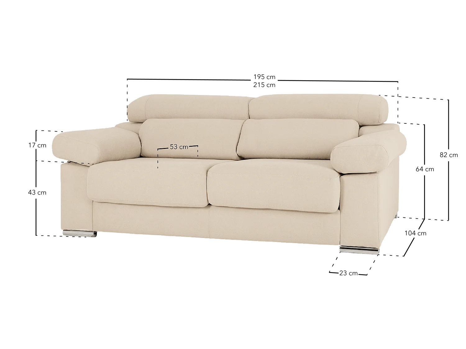 Sofá de 3 plazas color marrón topo de 195x104cm - SANDRA - DECOWOOD