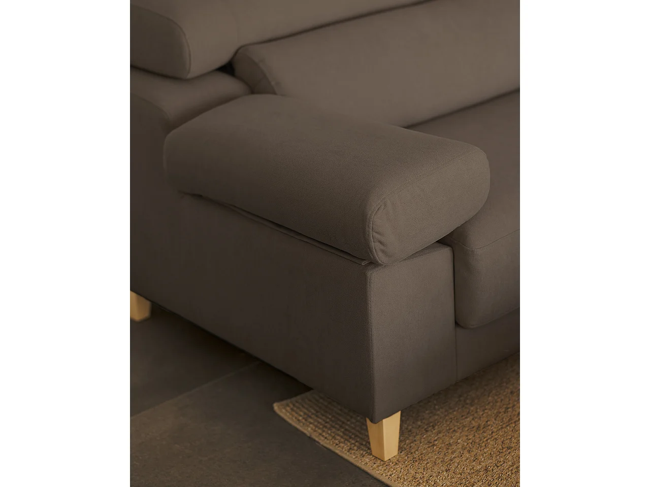 Sofá 4/5 plazas y chaise longue izquierdo color gris oscuro 300cm - MONICA - DECOWOOD