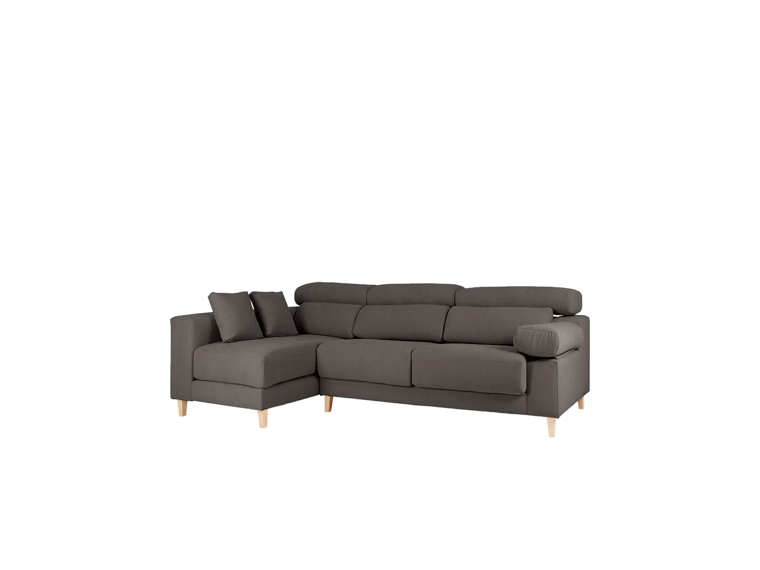 Divano 4/5 posti con chaise longue destra colore grigio scuro da 300cm