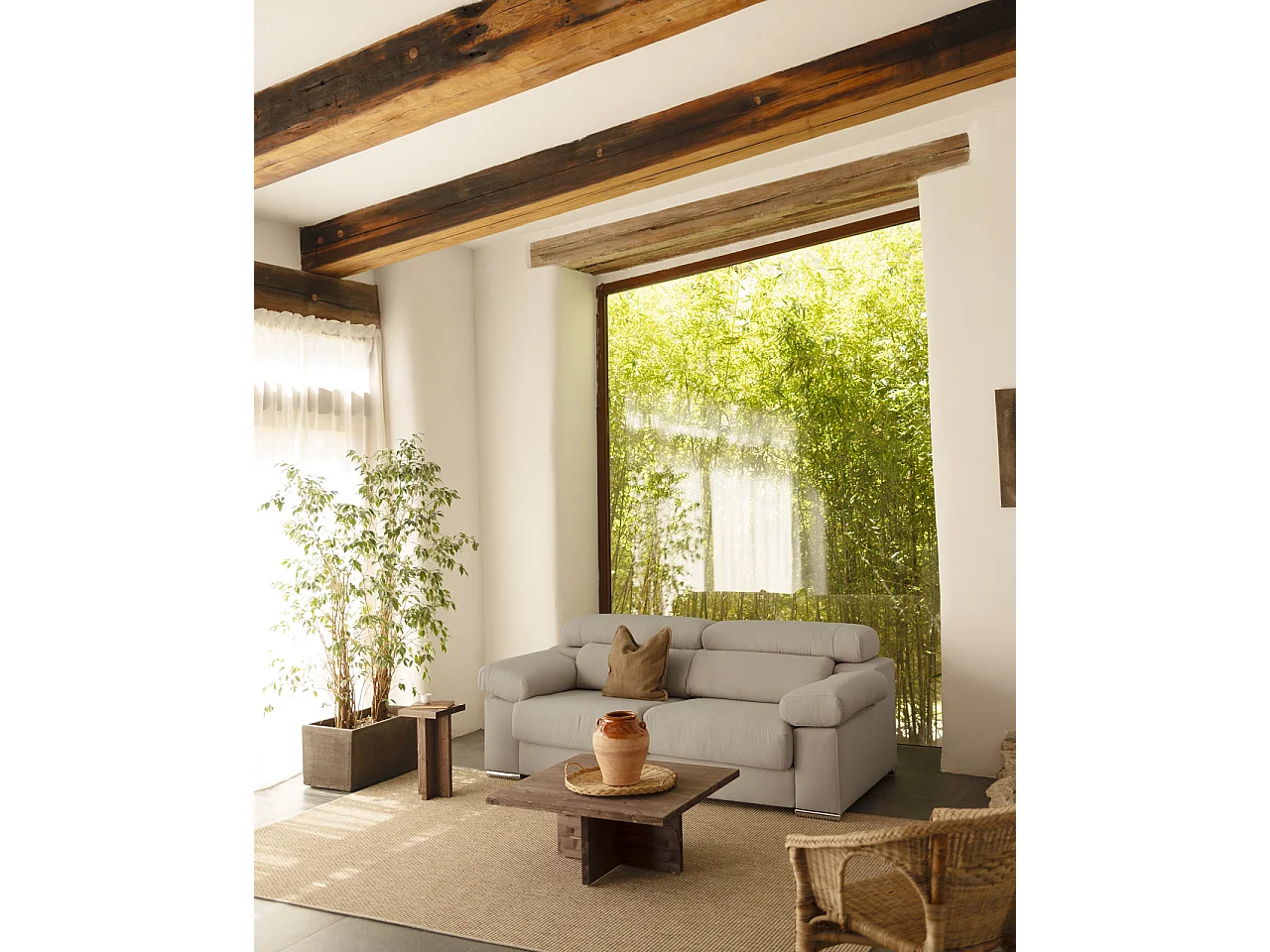 Sofá de 3 plazas color gris claro de 195x104cm - SANDRA - DECOWOOD