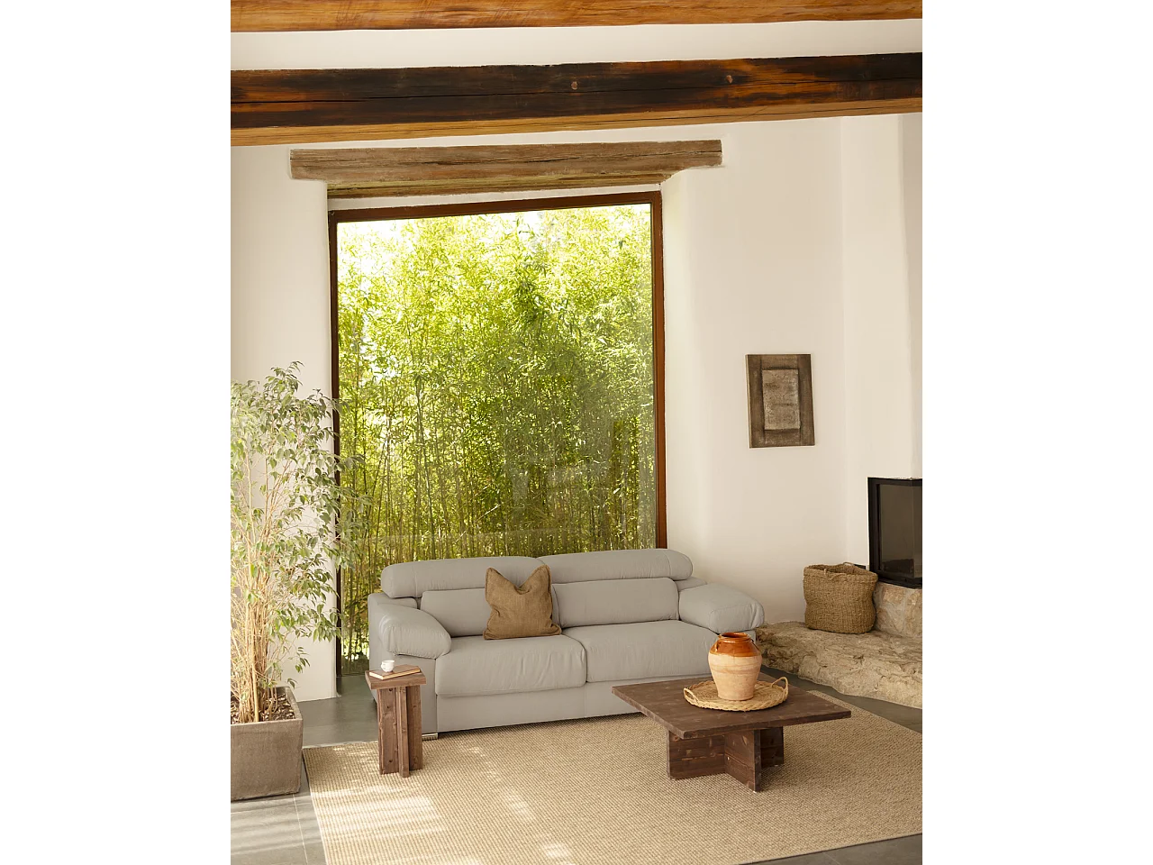 Sofá de 3 plazas color gris claro de 195x104cm - SANDRA - DECOWOOD