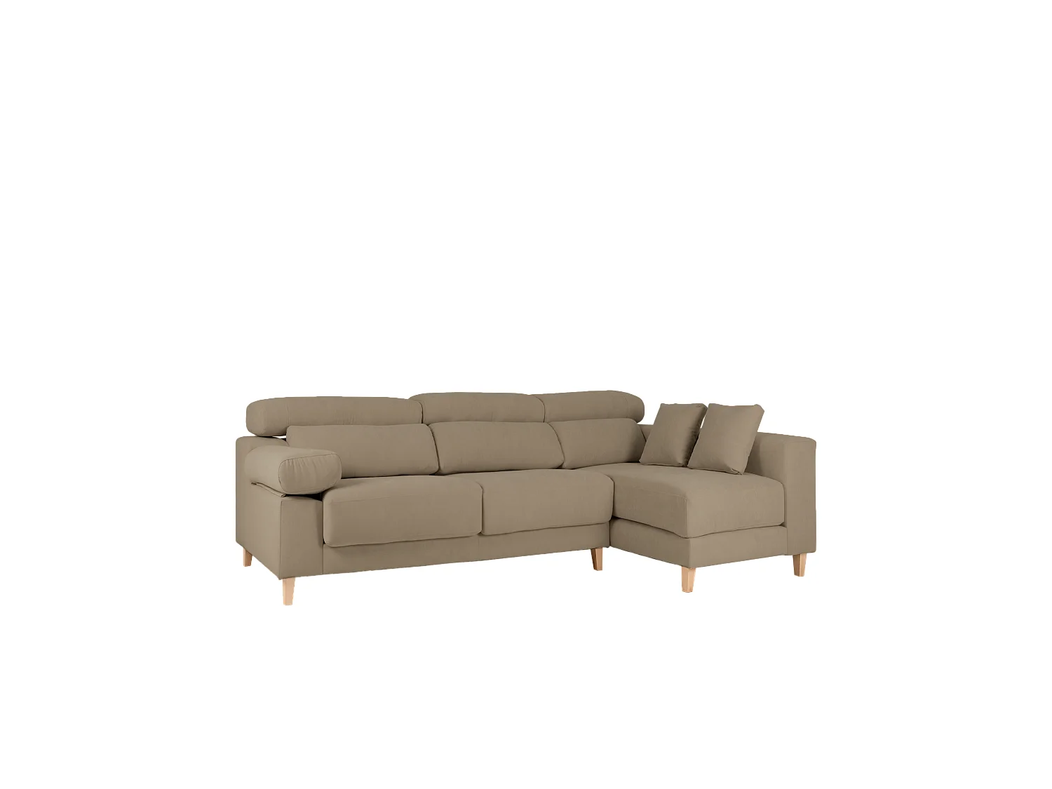 Canapé 4/5 places d'angle droit couleur marron taupe 300cm