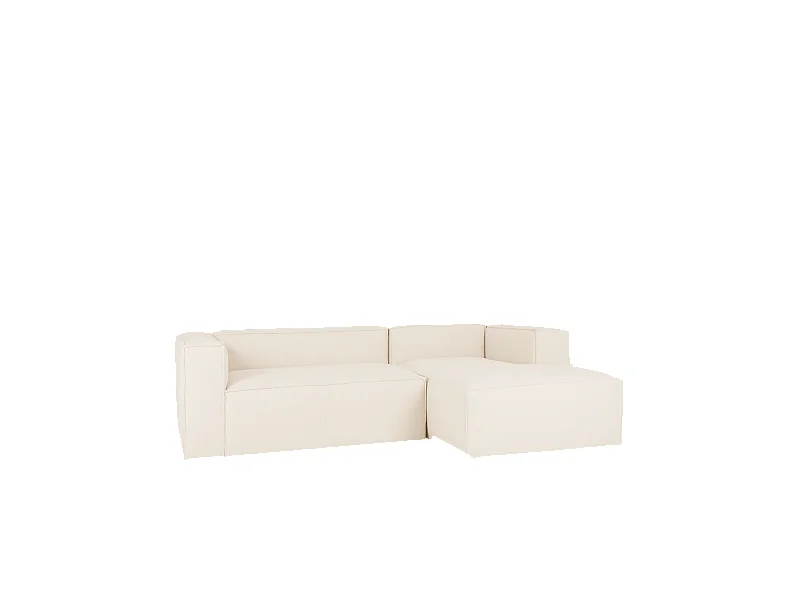 Sofá 4/5 plazas y chaise longue derecho color blanco roto 300x175cm - LOLA - DECOWOOD