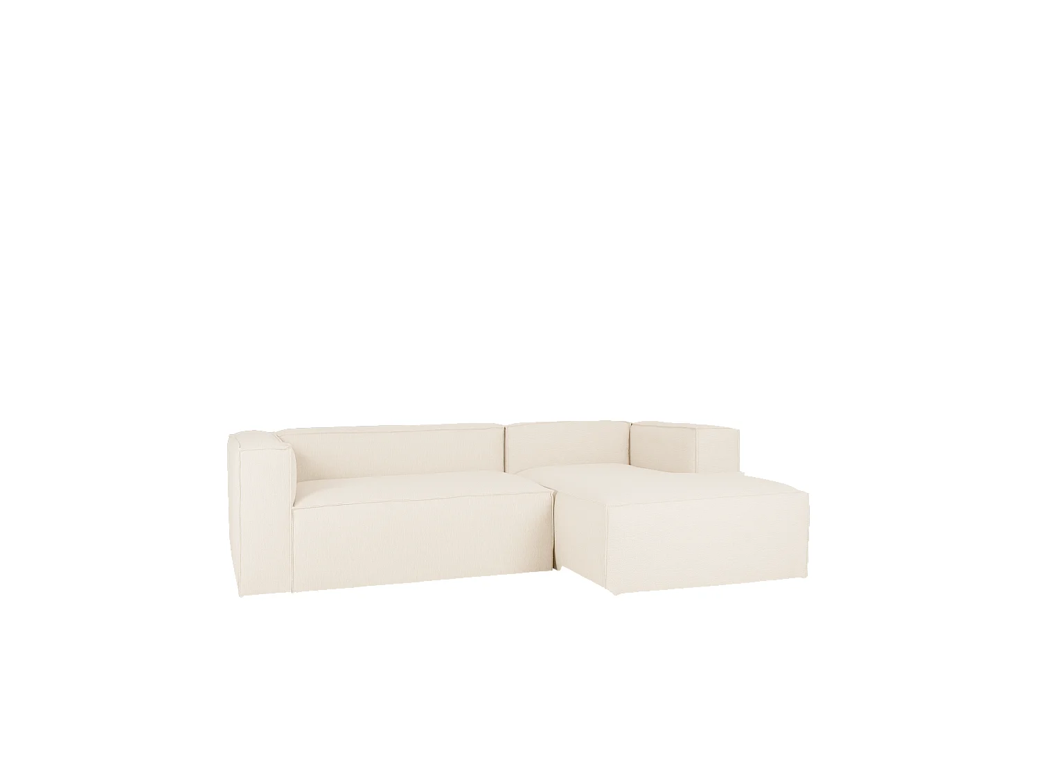 Sofá 4/5 plazas y chaise longue derecho color blanco roto 300x175cm - LOLA - DECOWOOD