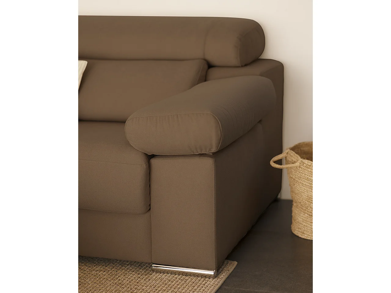 Canapé 4 places d'angle gauche couleur marron taupe 278cm