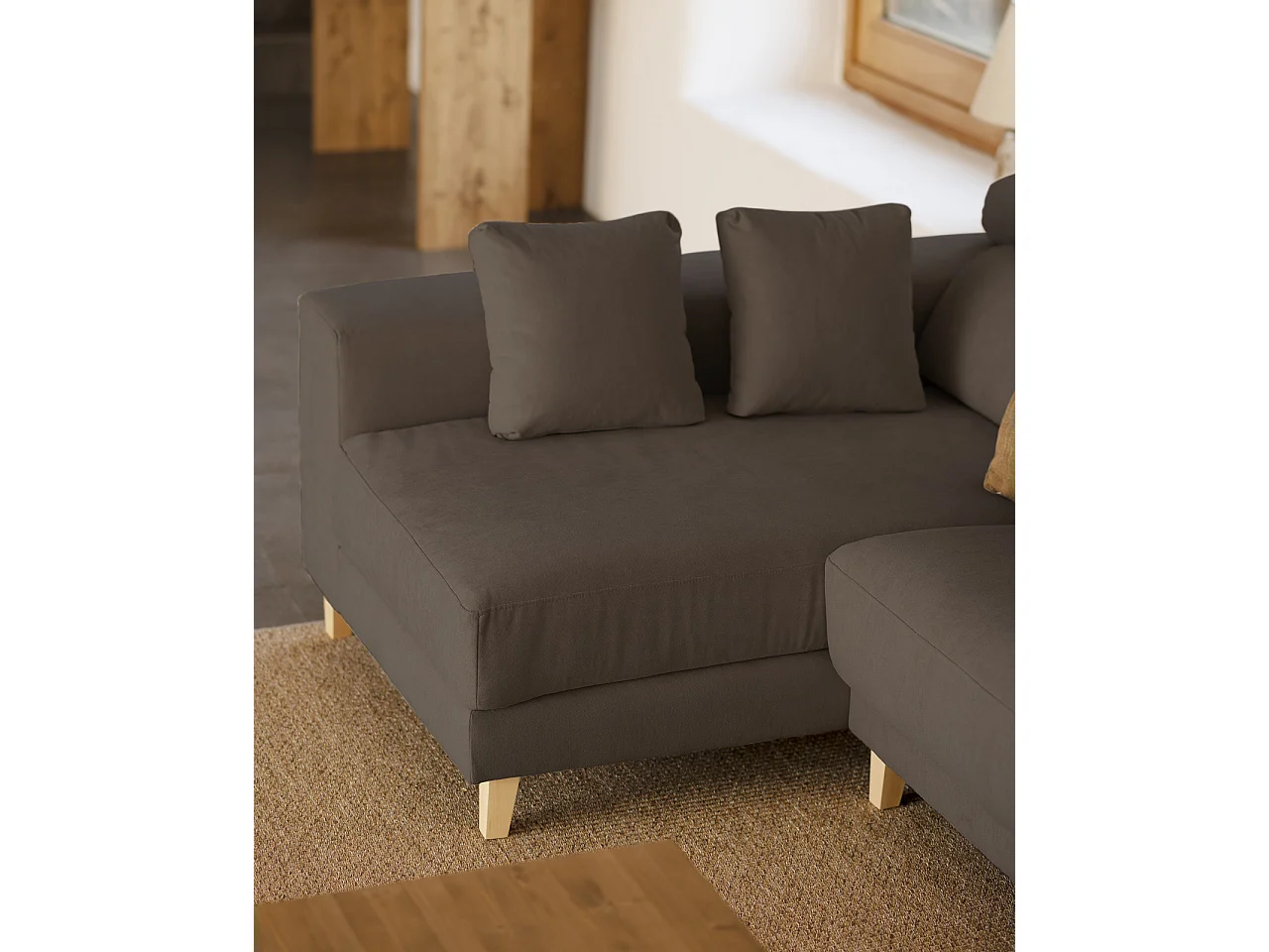 Sofá 4 plazas y chaise longue izquierdo color gris oscuro 278cm - MONICA - DECOWOOD