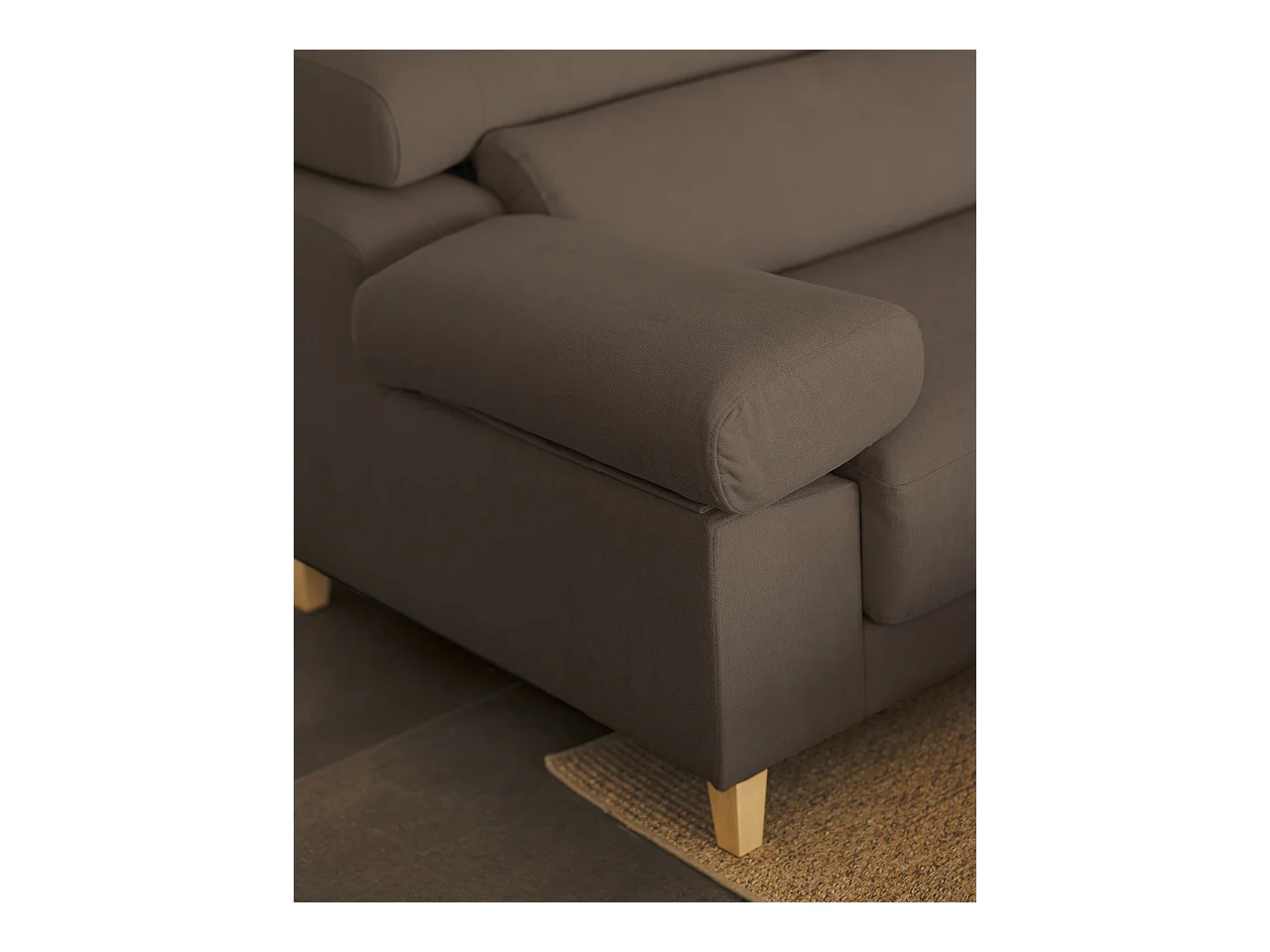 Canapé 4 places d'angle gauche couleur gris foncé 278cm