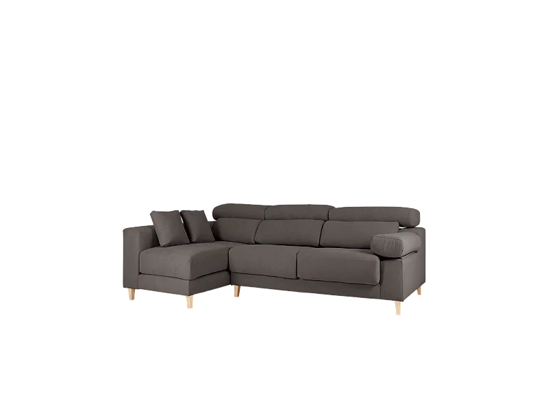 Sofá 4 plazas y chaise longue izquierdo color gris oscuro 278cm - MONICA - DECOWOOD