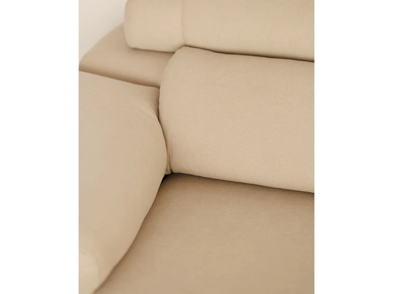 Sofá 4 plazas y chaise longue derecho color beige 278x168cm - SANDRA - DECOWOOD