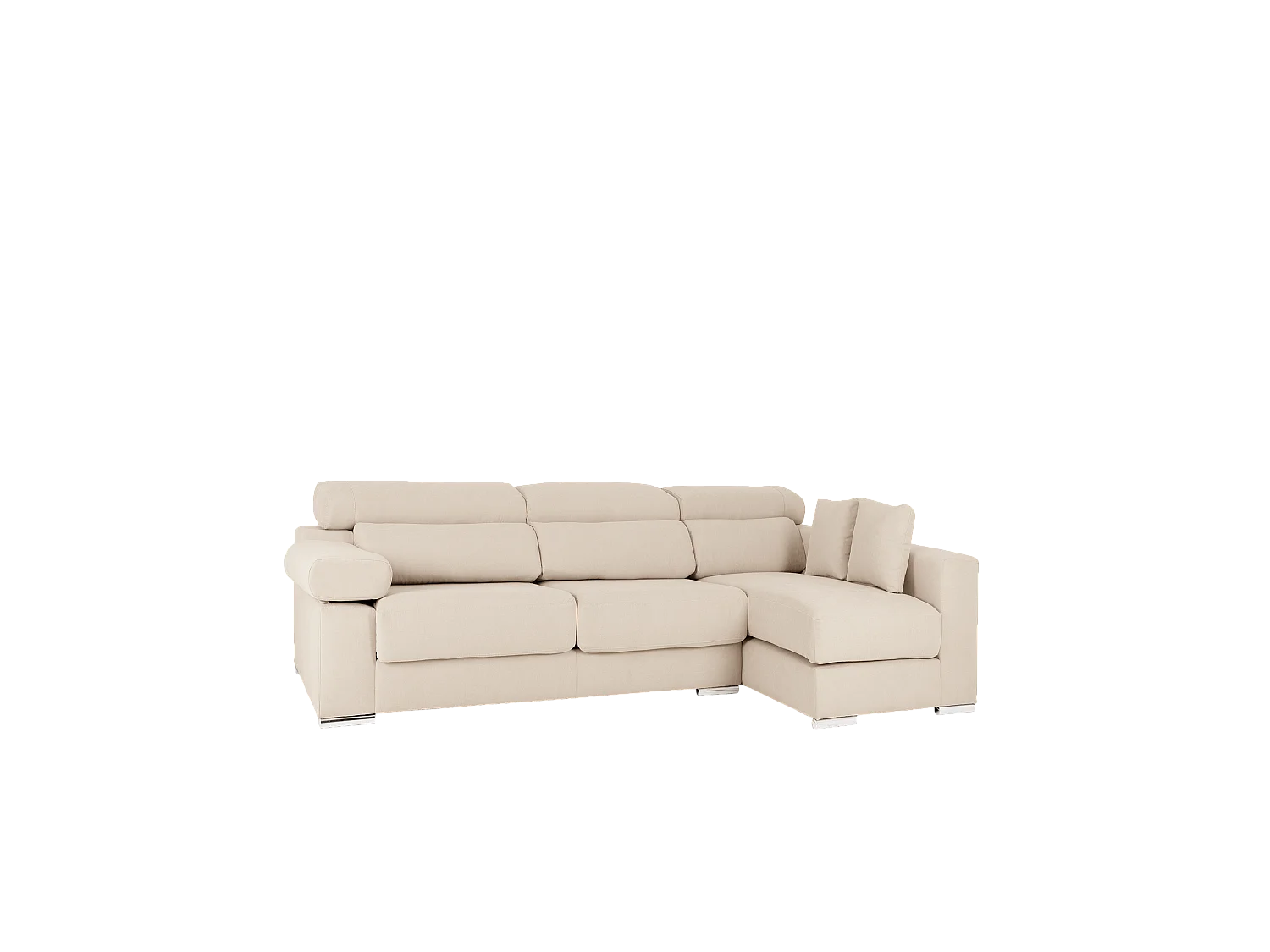 Sofá 4 plazas y chaise longue derecho color beige 278x168cm - SANDRA - DECOWOOD
