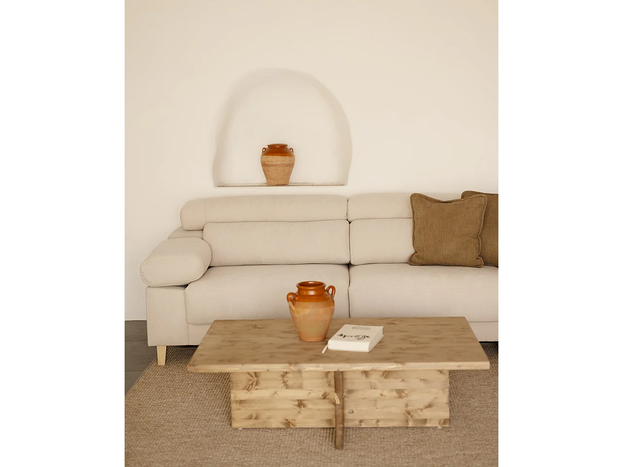 Divano 4/5 posti con chaise longue destra colore beige 300cm