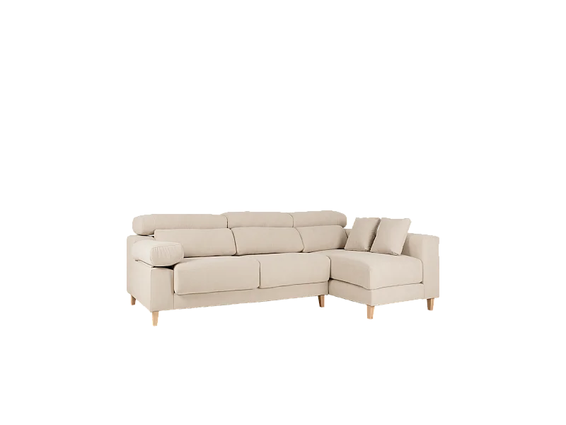 Canapé 4/5 places d'angle droit couleur beige 300cm