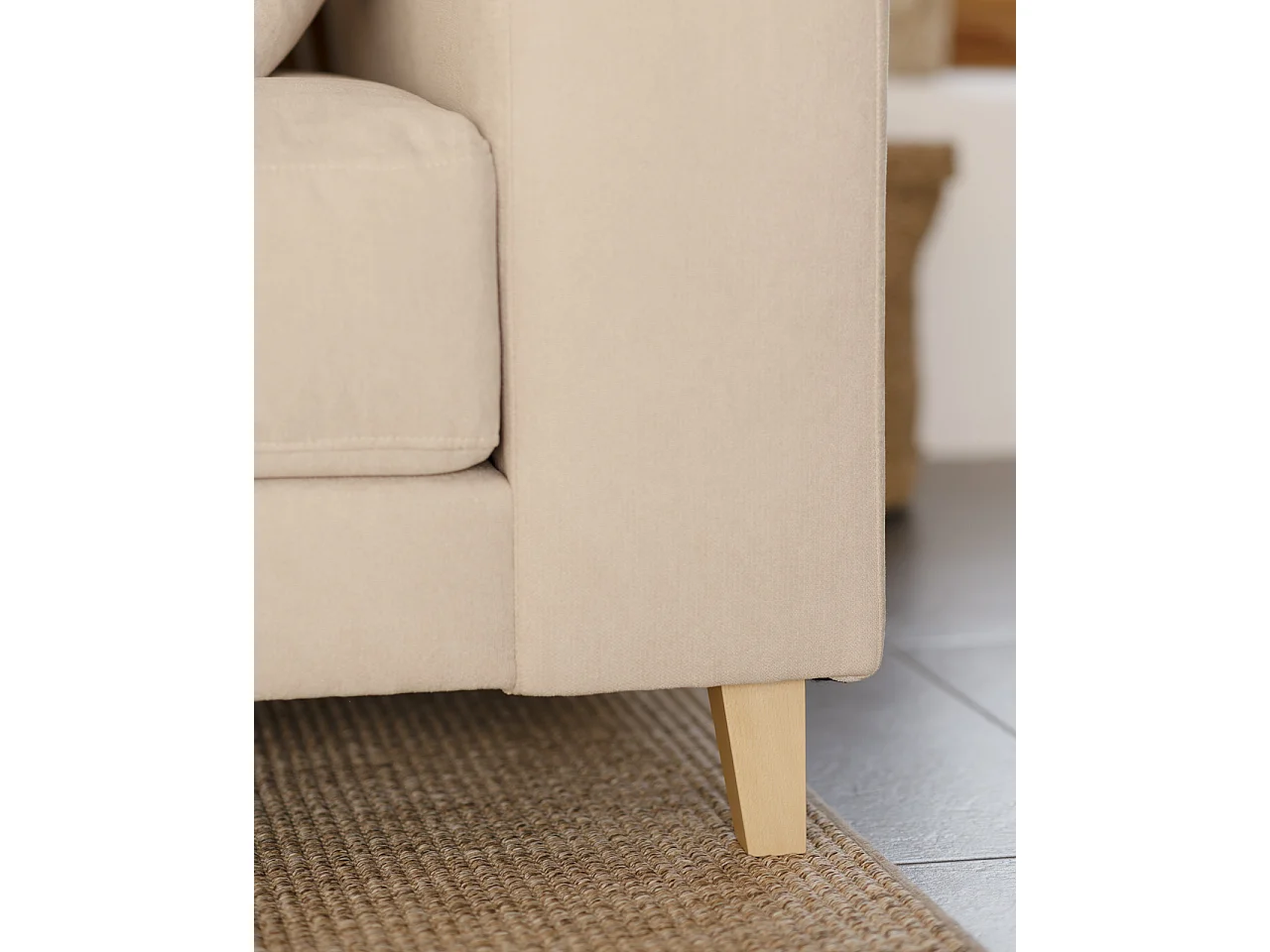 Sofá 4 plazas y chaise longue derecho color beige 278cm - MONICA - DECOWOOD