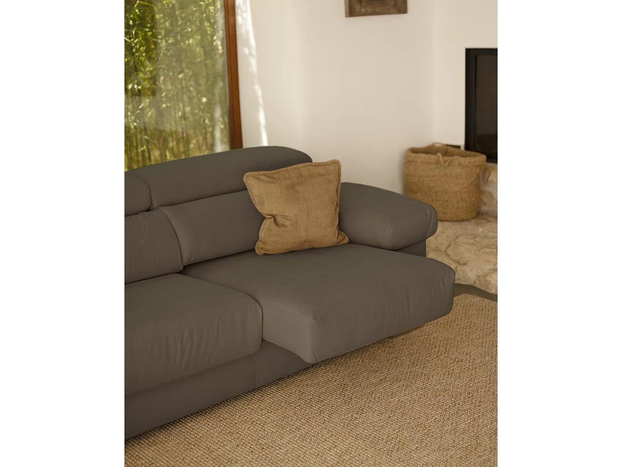 Canapé 3/4 places couleur gris foncé 215cm