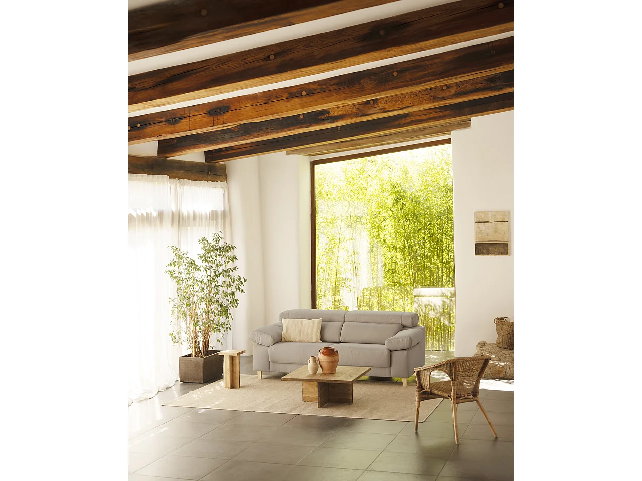 Canapé 3 places couleur gris clair 195cm