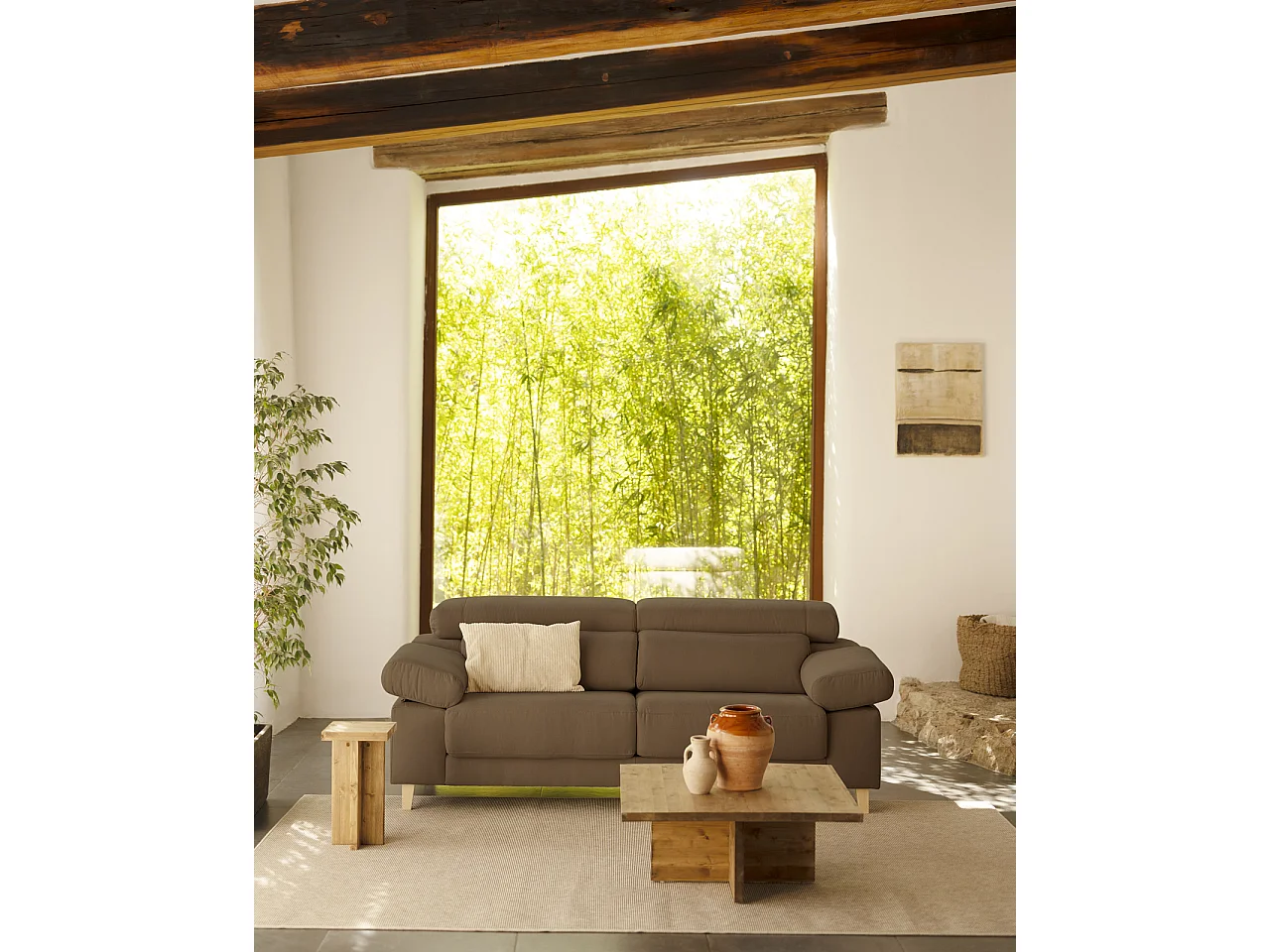 Canapé 3/4 places couleur marron taupe 215cm