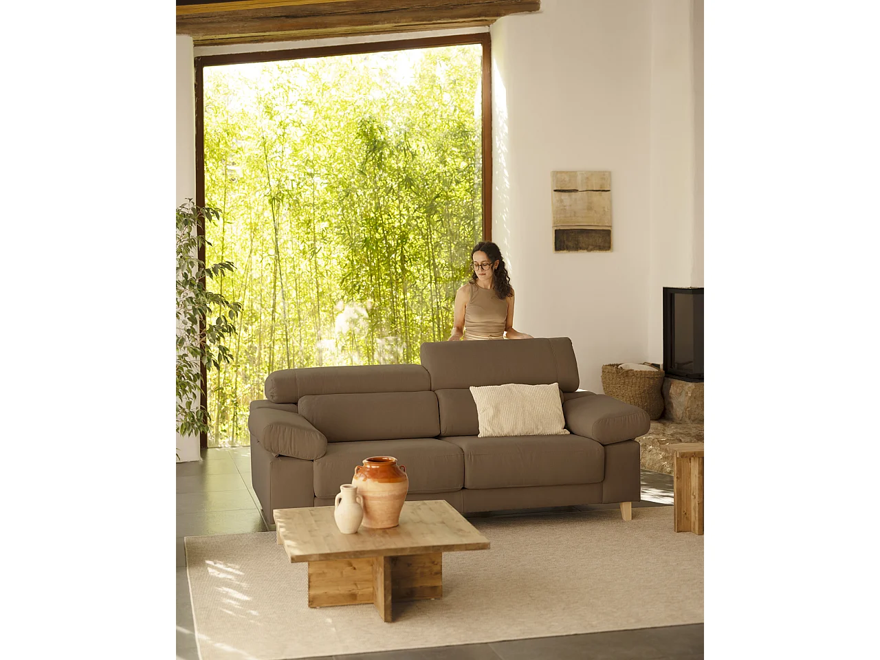 Canapé 3/4 places couleur marron taupe 215cm