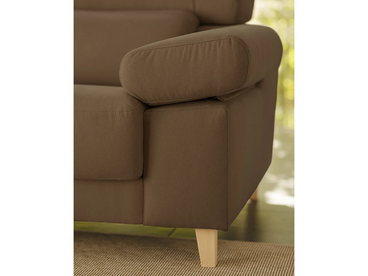 Sofá de 3/4 plazas color marrón topo de 215x104cm - MONICA - DECOWOOD