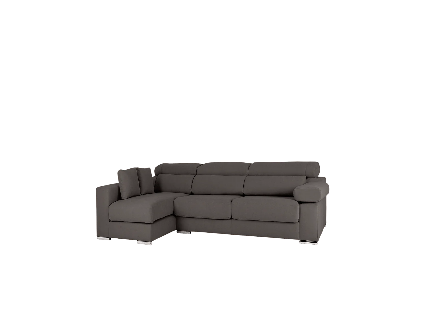 Sofá 4 plazas y chaise longue izquierdo color gris oscuro 278x168cm - SANDRA - DECOWOOD