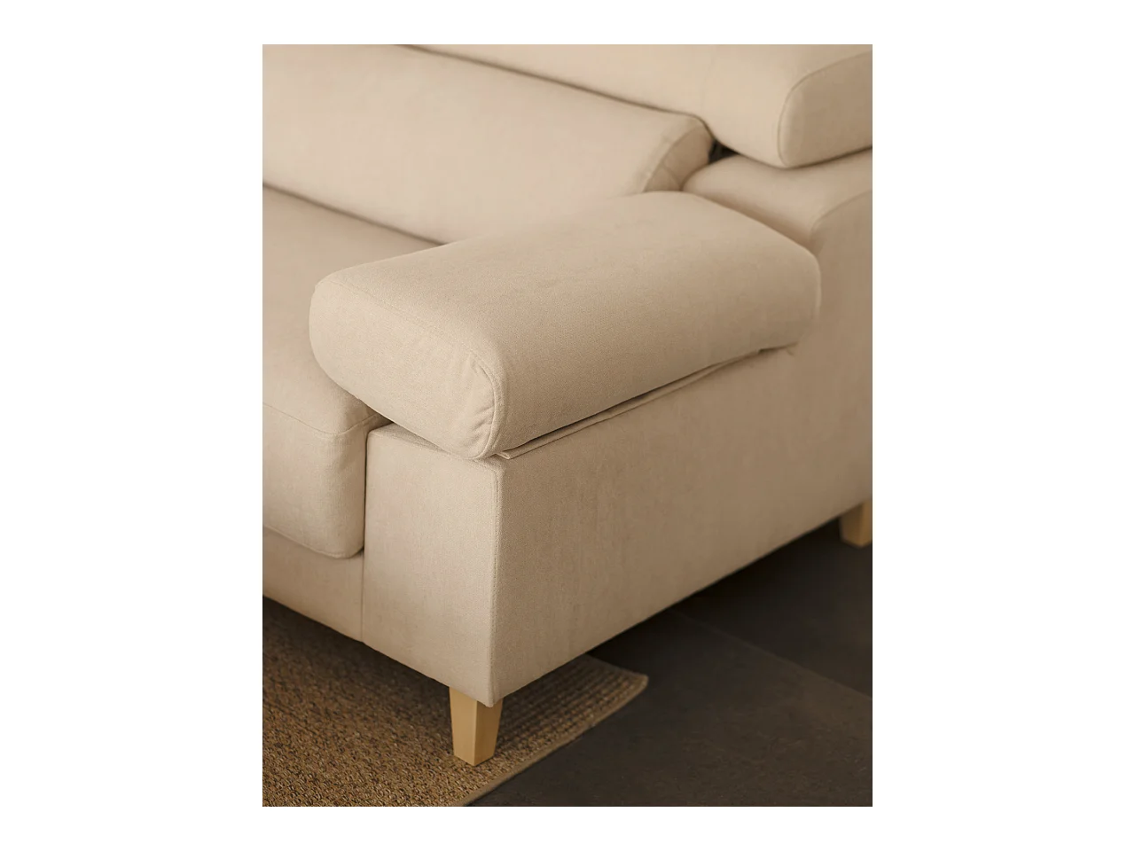 Canapé 4/5 places d'angle gauche couleur beige 300cm