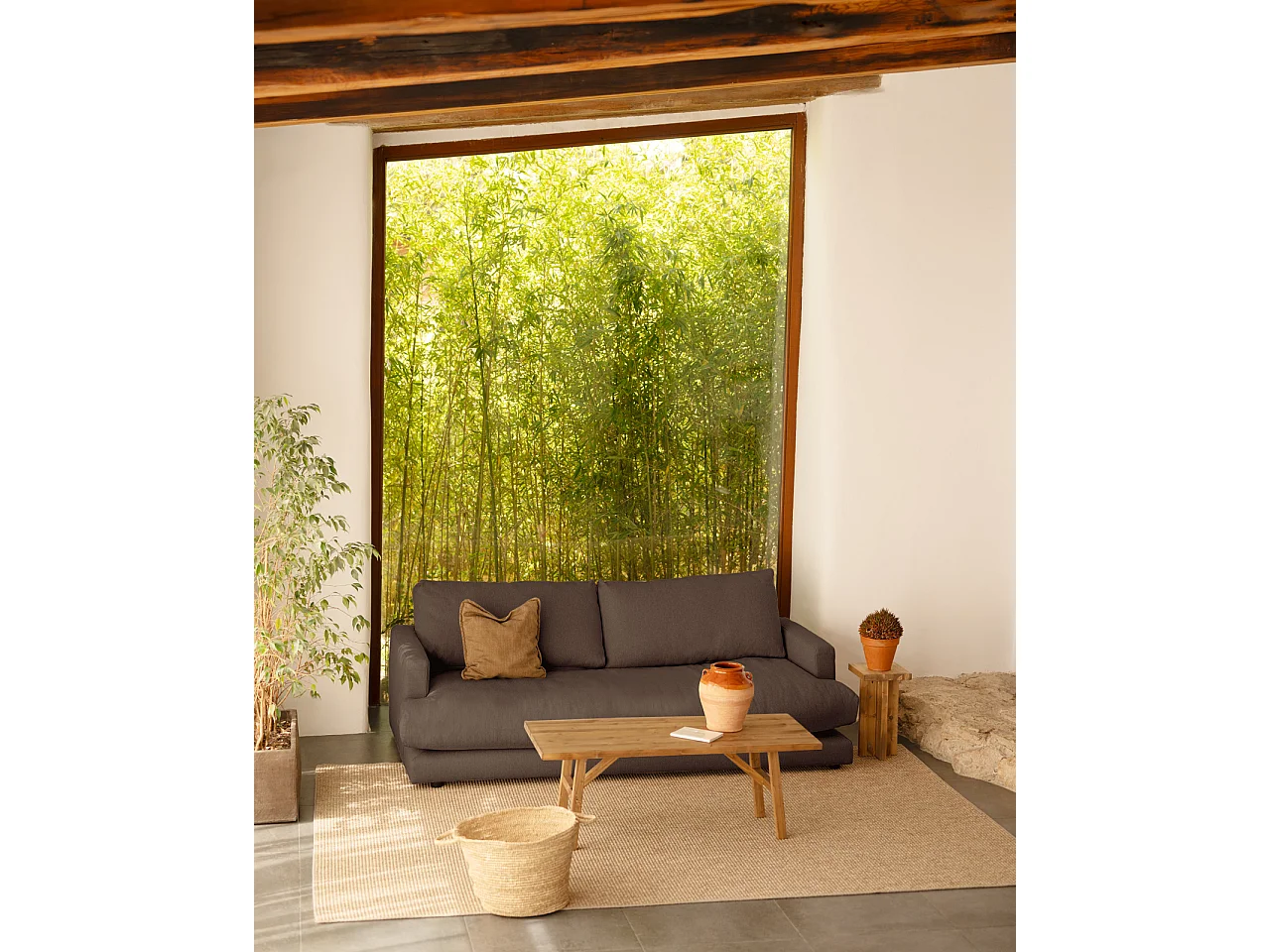 Divano dritto colore grigio scuro 215x105cm