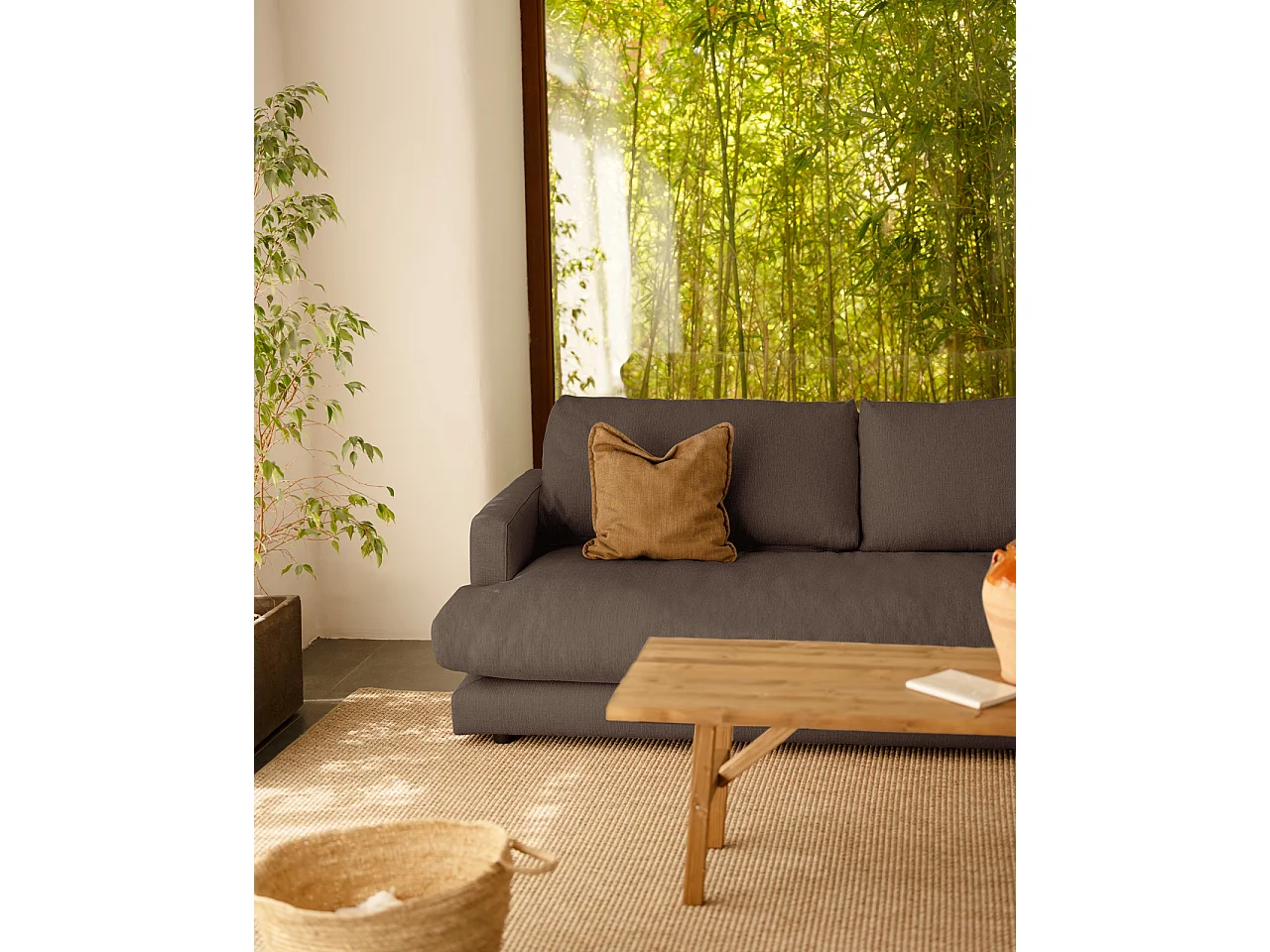 Divano dritto colore grigio scuro 215x105cm