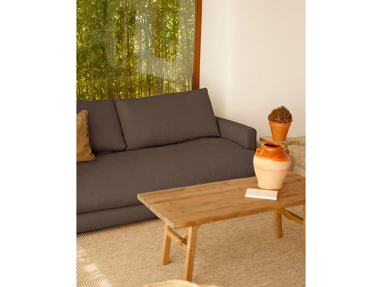 Divano dritto colore grigio scuro 215x105cm