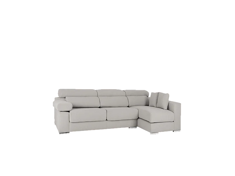 Canapé 4 places d'angle droit couleur gris clair 278cm