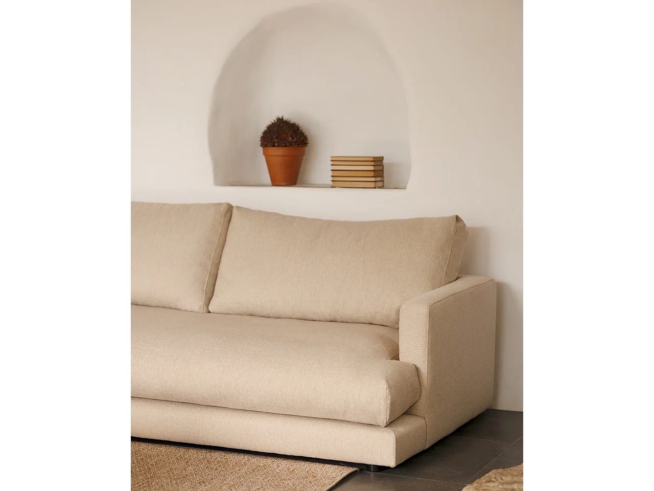 Canapé 4 places d'angle gauche couleur beige de 325cm