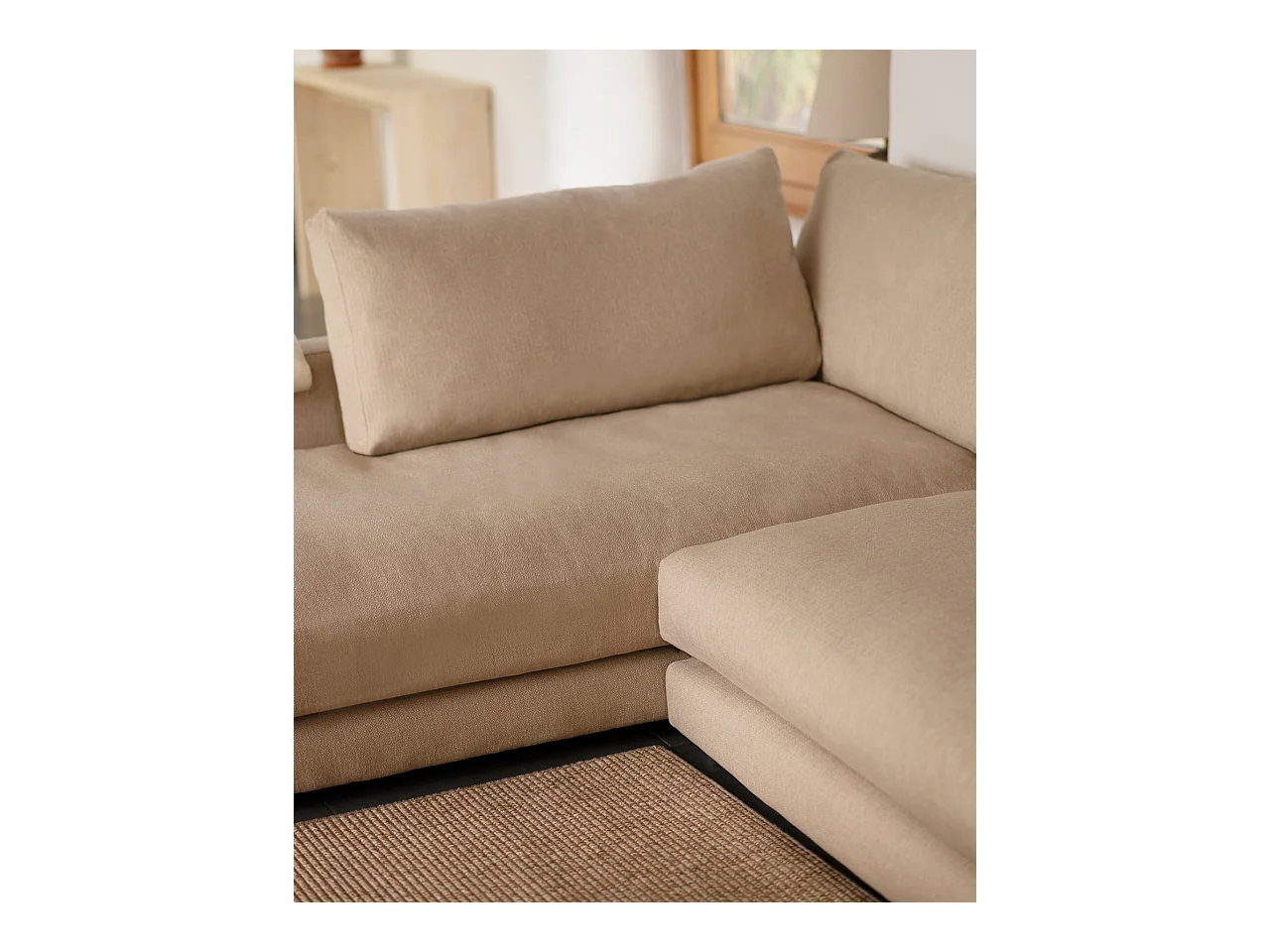 Canapé 4 places d'angle gauche couleur beige de 325cm