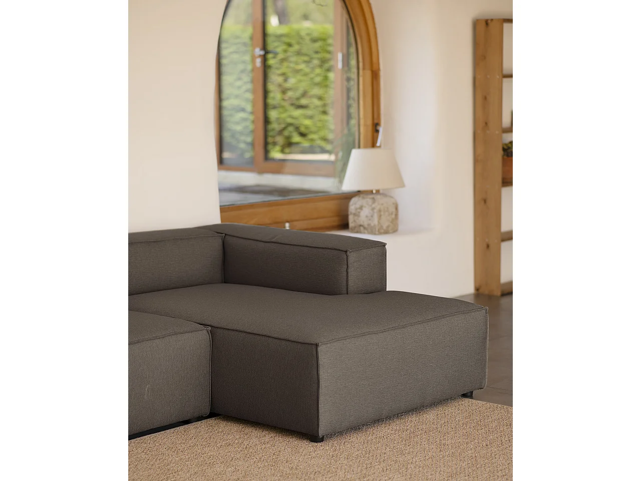 Canapé d'angle droit 4 places couleur gris foncé 250x175cm