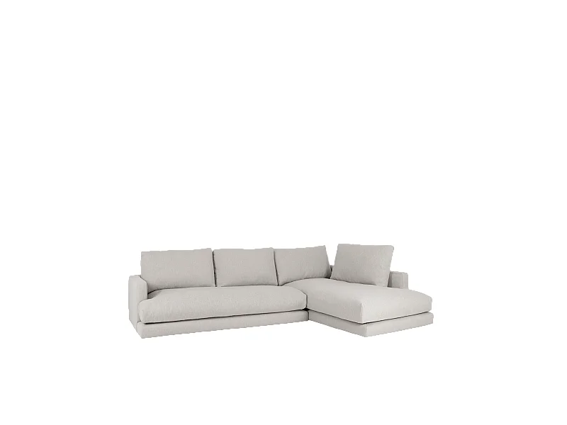 Sofá 3/4 plazas con chaise longue derecho tono gris claro 275x190cm - LAIA - DECOWOOD