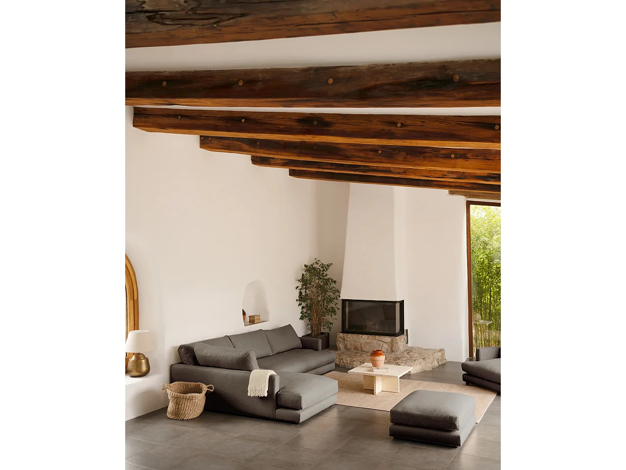 Canapé 4 places d'angle gauche couleur gris foncé 325cm